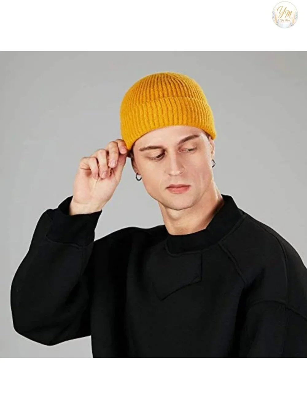 Wool Fisherman Beanie Knit Short Watch Cap Winter Warm Handmade Stretchable